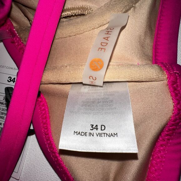 Shade & Shore Pink High Neck Cross Strap Bikini Top NWT Size 34D - Picture 3 of 6
